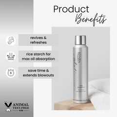 Kenra Platinum Dry Shampoo application close-up demonstrates quick refresh