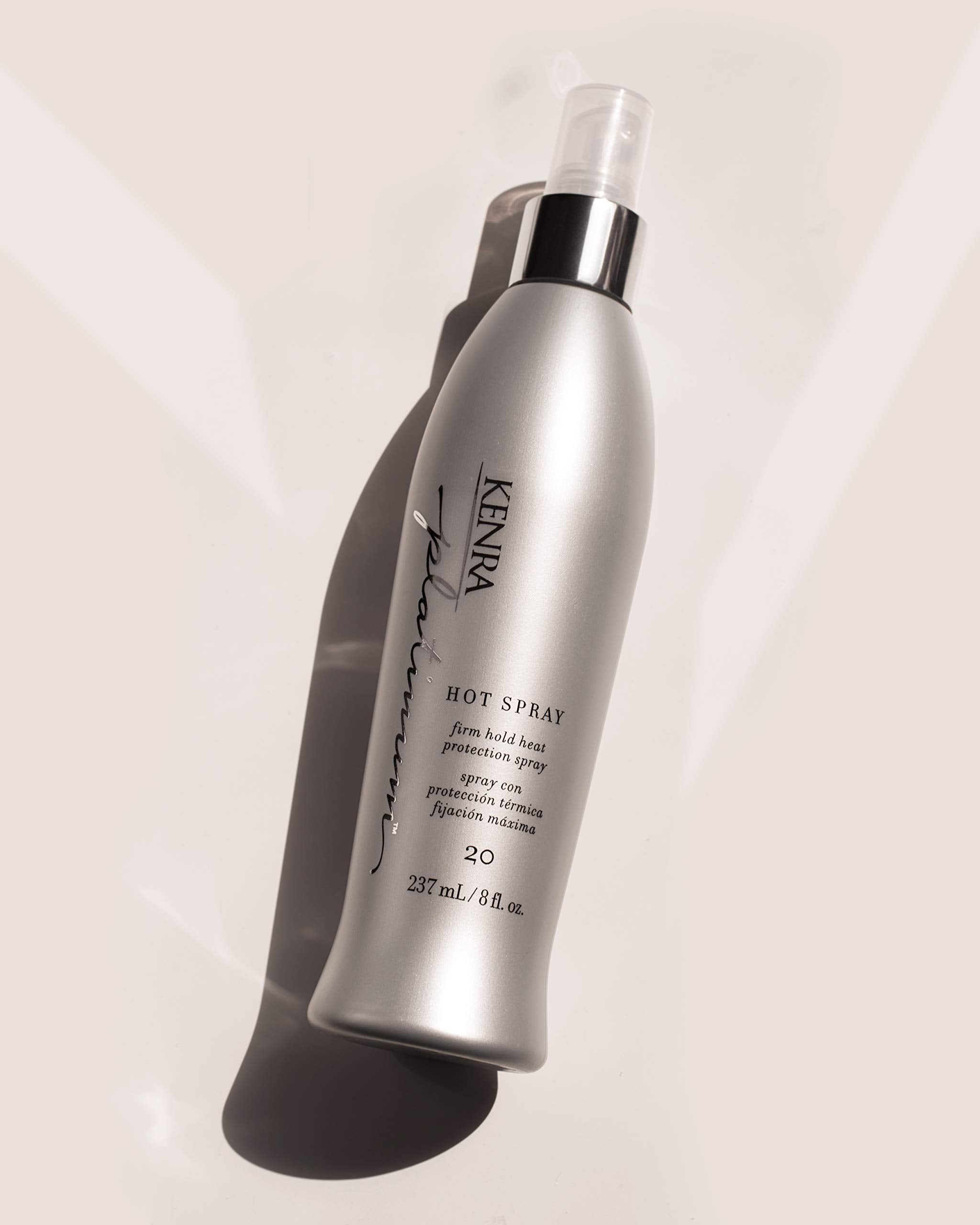 Kenra Platinum Hot Spray 20 adds vibrant shine for a polished finish