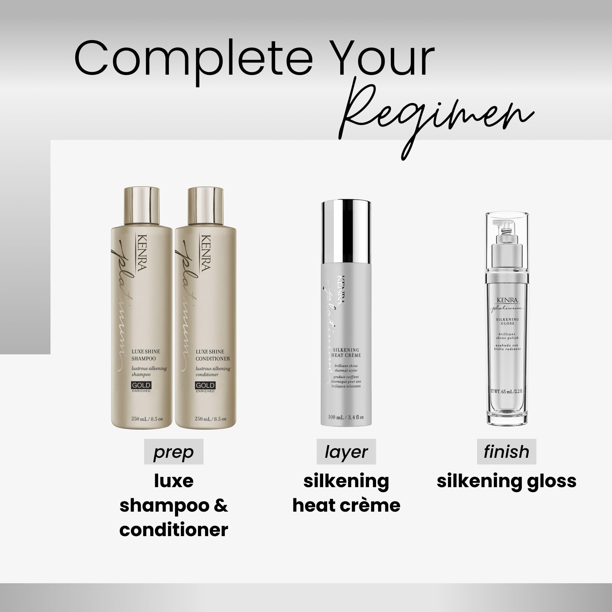 Kenra Platinum Silkening Heat Crème in a glossy finish under studio lighting
