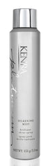 Kenra Platinum Silkening Mist bottle delivering a sleek shine finish.