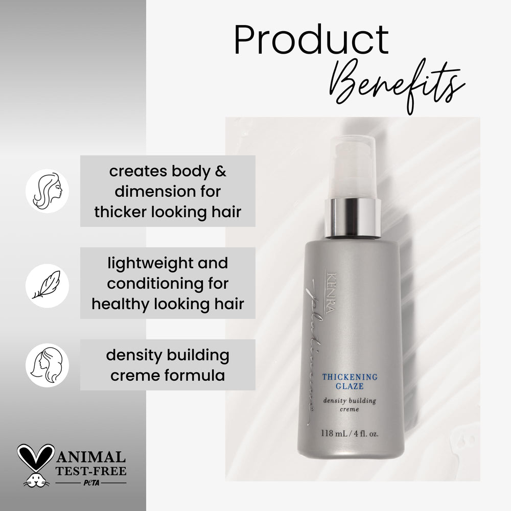 Kenra Platinum Thickening Glaze creamy texture delivers lightweight volume and conditioning
