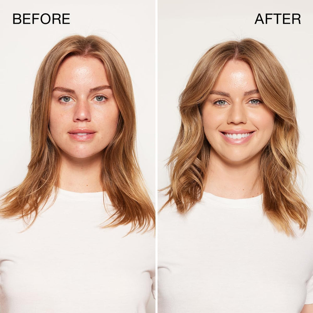 Kenra Platinum Thickening Mousse 12 heat-protection visual shows shielding strands during heat styling.