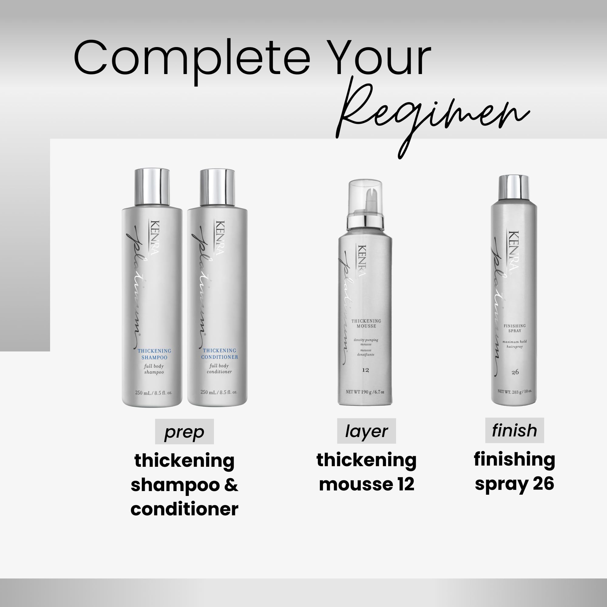 Kenra thickening mousse on hair model demonstrating volume and movement.