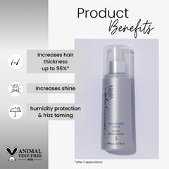 Kenra Platinum Thickening Spray 5 fine mist shown for even distribution and shine