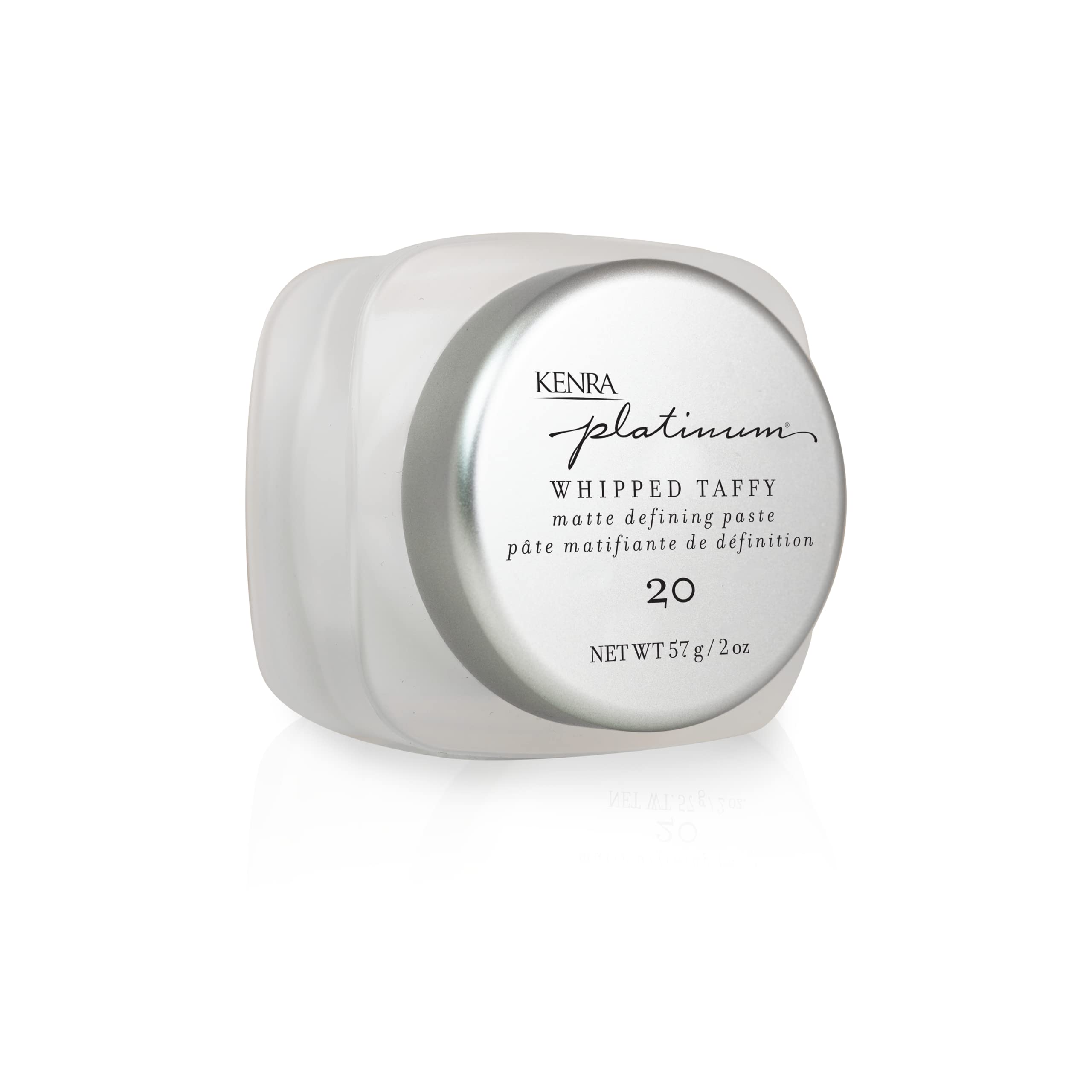 Kenra Platinum Whipped Taffy 20 jar closeup showing airy whipped texture and matte hold