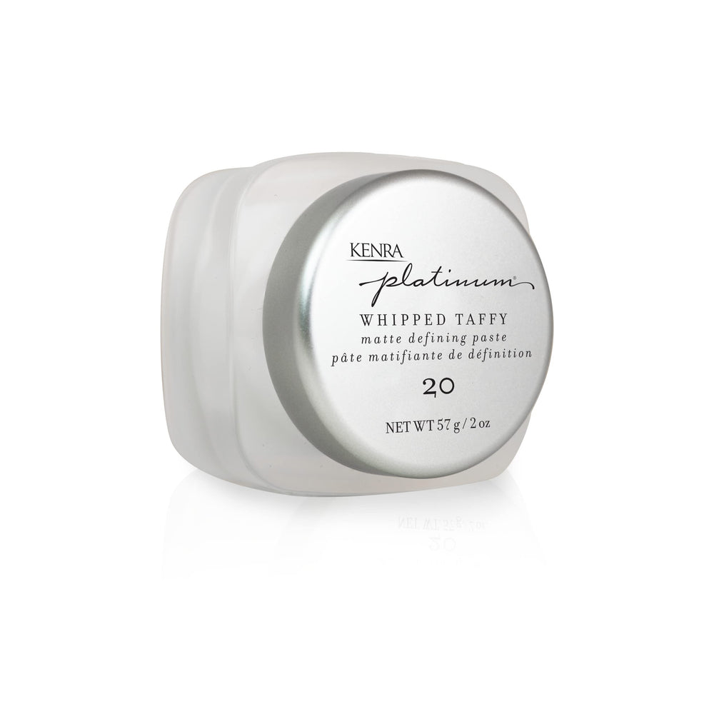 Kenra Platinum Whipped Taffy 20 jar closeup showing airy whipped texture and matte hold