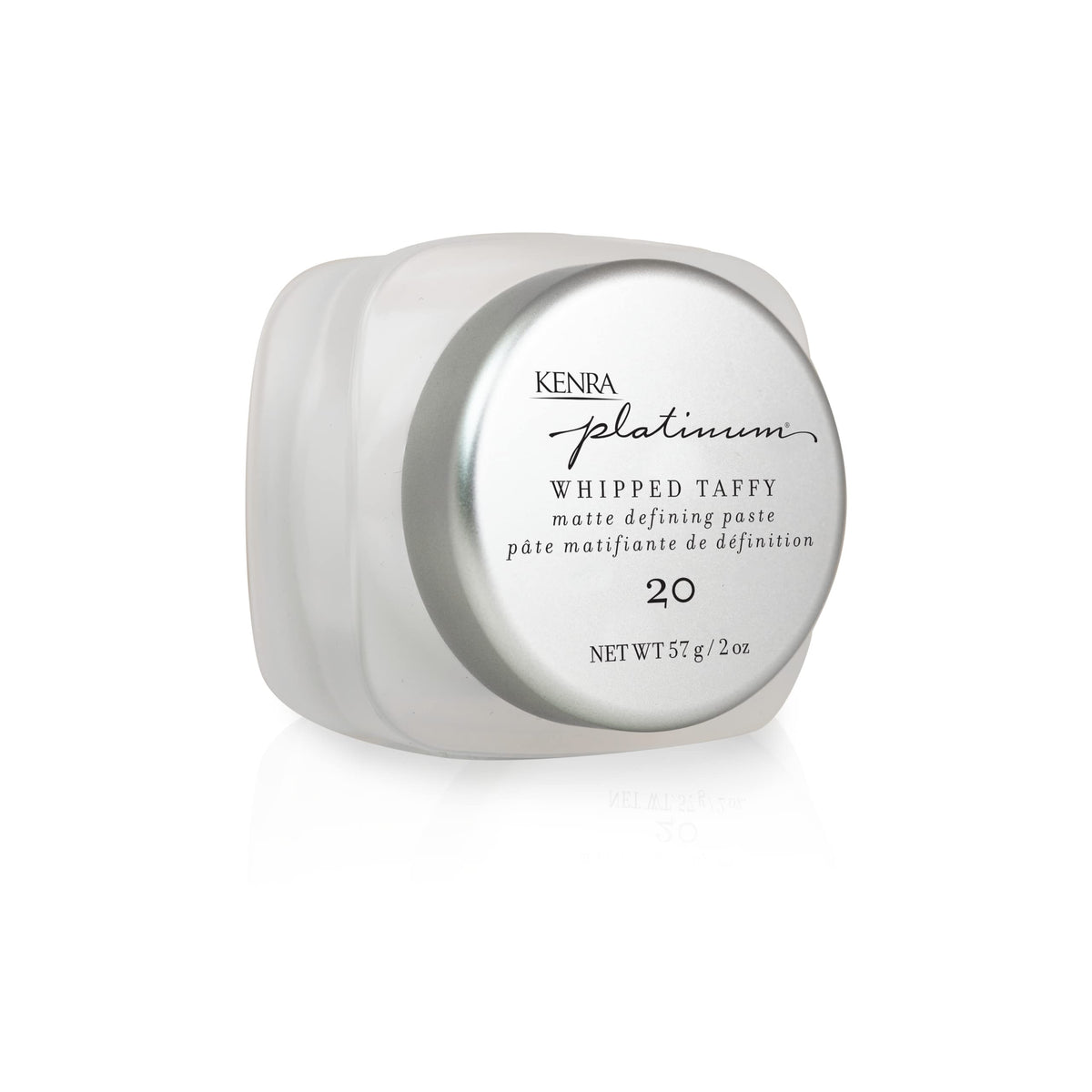 Kenra Platinum Whipped Taffy 20 jar closeup showing airy whipped texture and matte hold