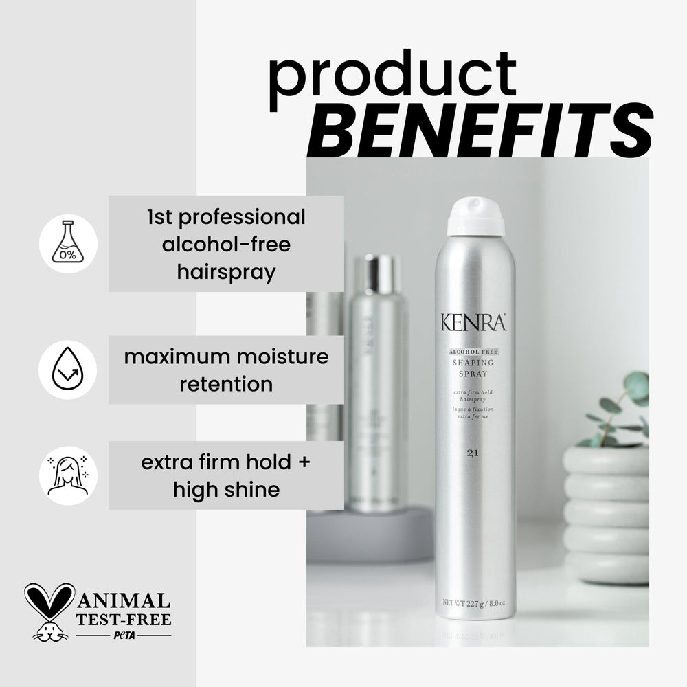 Kenra Shaping Spray 21, atomizador para aplicación suave y precisa.