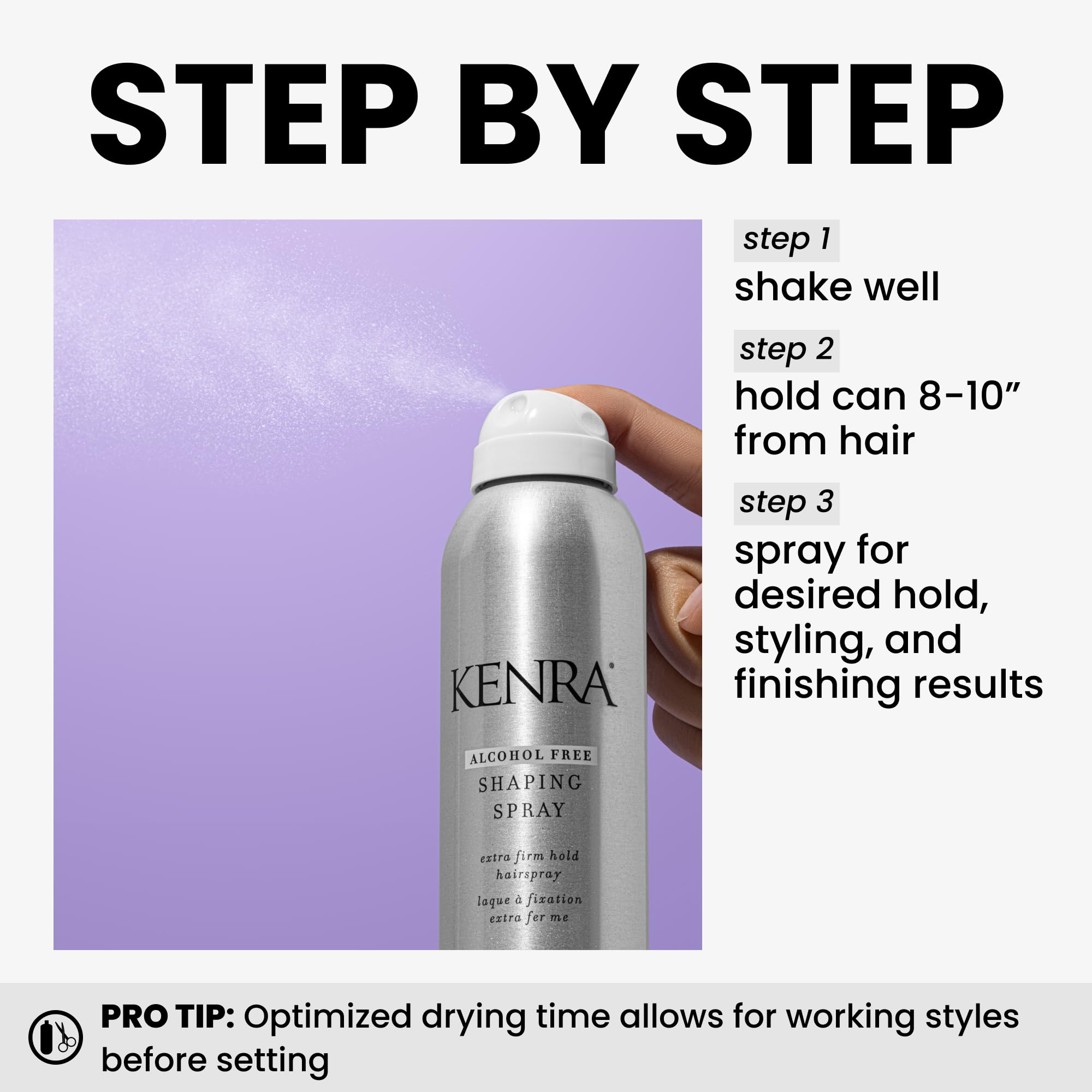 Kenra Shaping Spray 21, brillo alto para acabado pulido.
