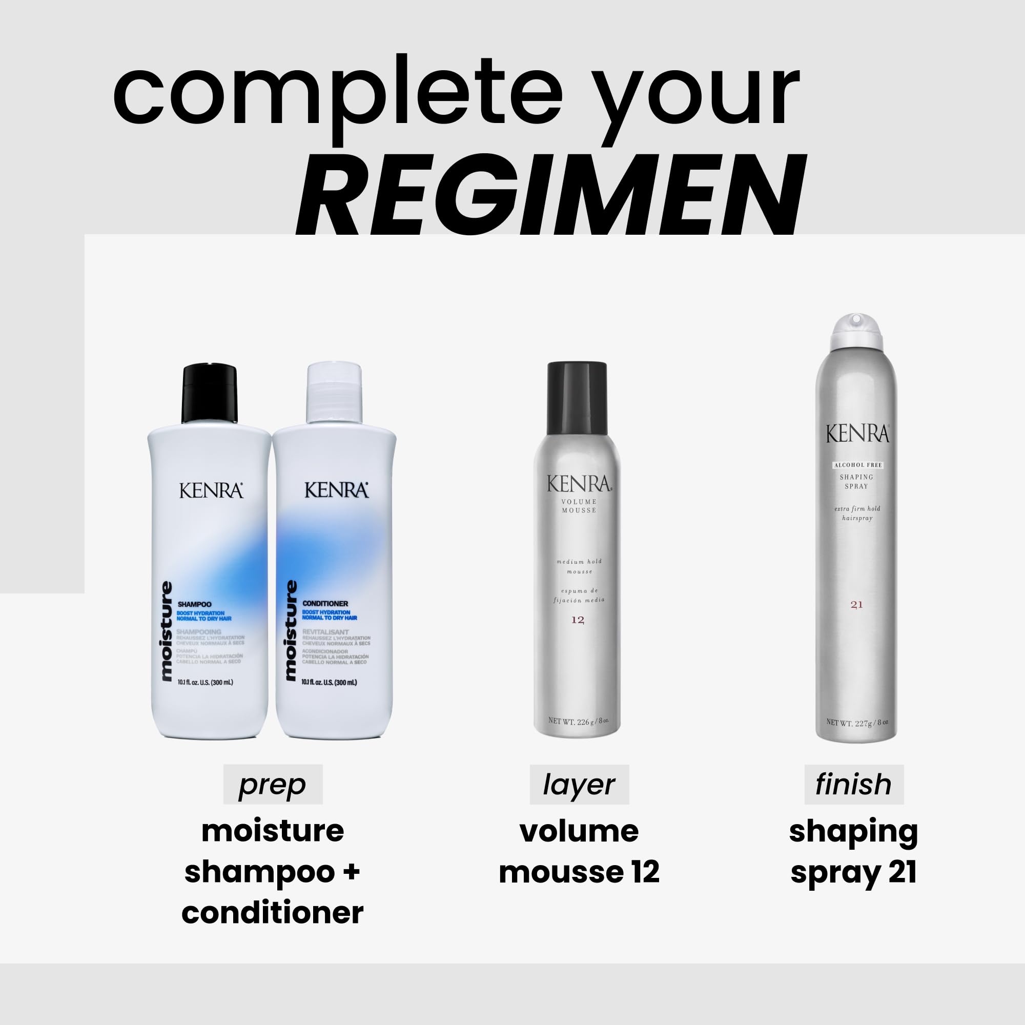 Kenra Shaping Spray 21, compatible con todo tipo de cabello para control duradero.