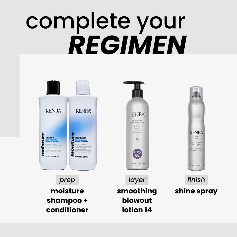 Kenra Shine Spray works for all hair types with a light, non-weighting finish.