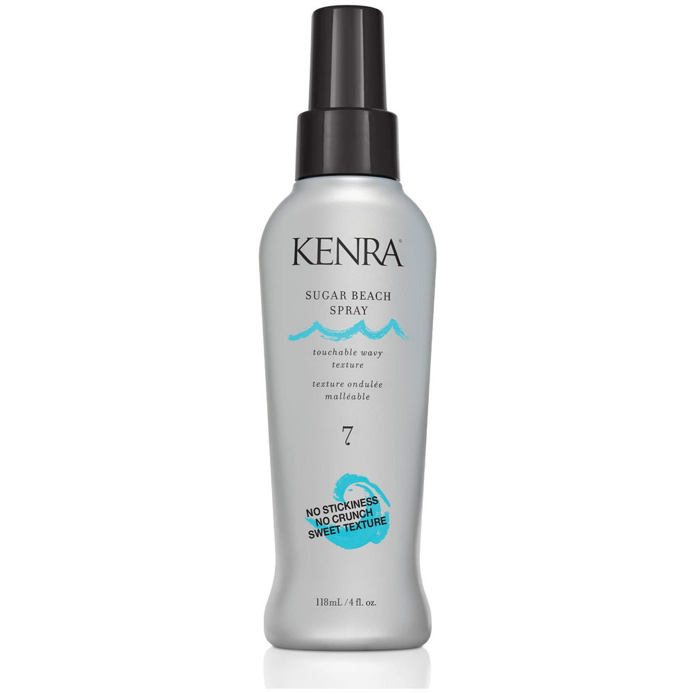Kenra Sugar Beach 7, botella destacada para textura suave y volumen natural.