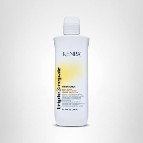 Kenra Triple Repair Conditioner before-after visual illustrating reduced damage.