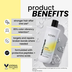 Kenra Triple Repair Shampoo back focusing on peptide ingredients and protection.