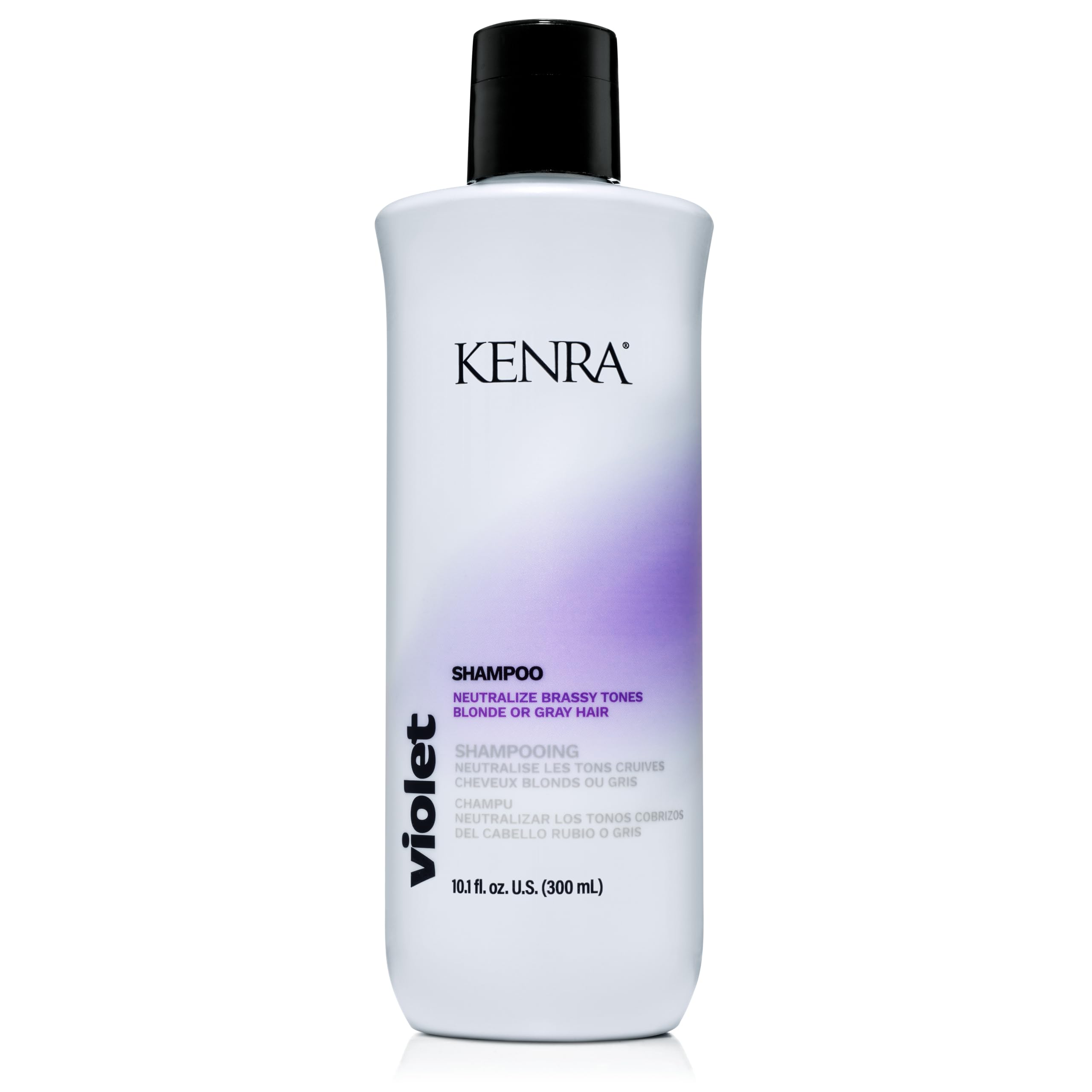 Kenra Violet Shampoo, botella violeta: preserva el color rubio y la luminosidad.