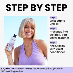 Kenra Violet Shampoo, contrarresta amarillos para tono más frío.