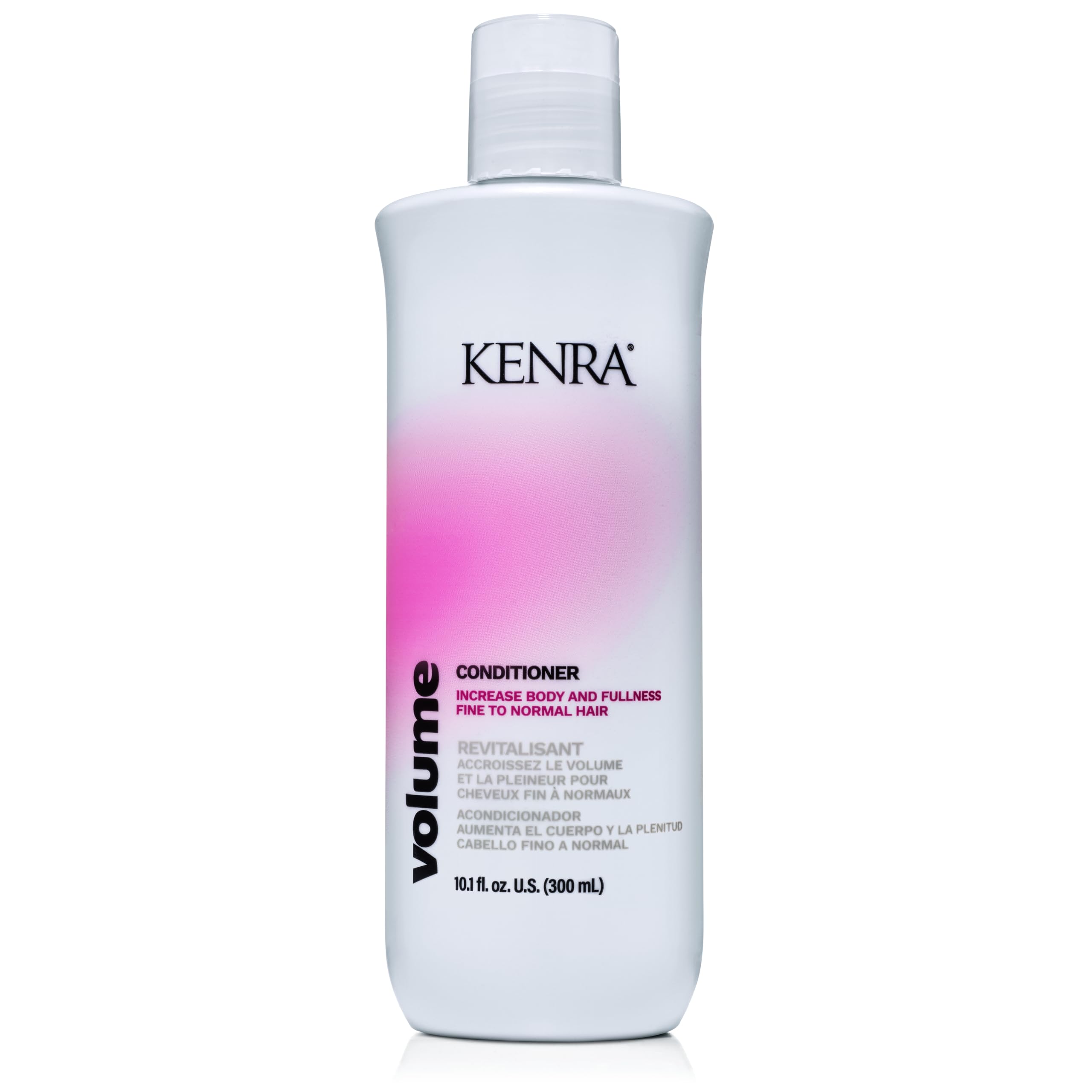 Kenra Volume Conditioner bottle showing root lift for fuller hair.
