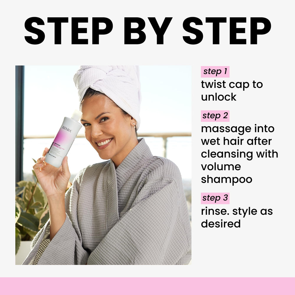Kenra Volume Conditioner demonstrates root lift and added body