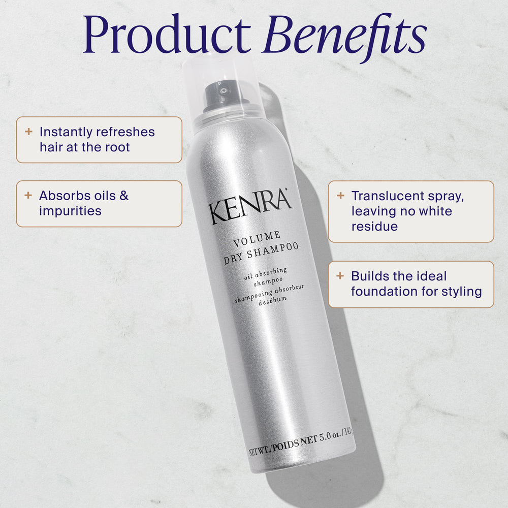 Kenra Volume Dry Shampoo absorbs oils at the roots for a clean feel