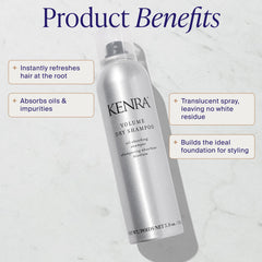 Kenra Volume Dry Shampoo absorbs oils at the roots for a clean feel