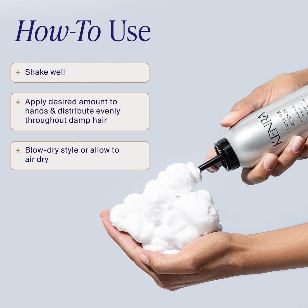 Kenra Volume Mousse 12: brillo sutil para acabado natural sin peso.
