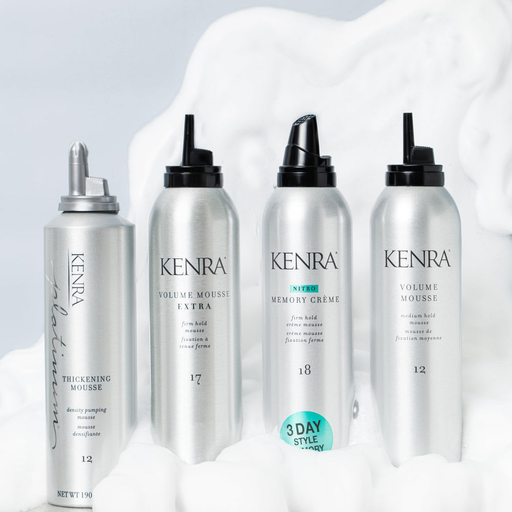 All hair types can use Kenra Volume Mousse Extra 17 for versatile hold