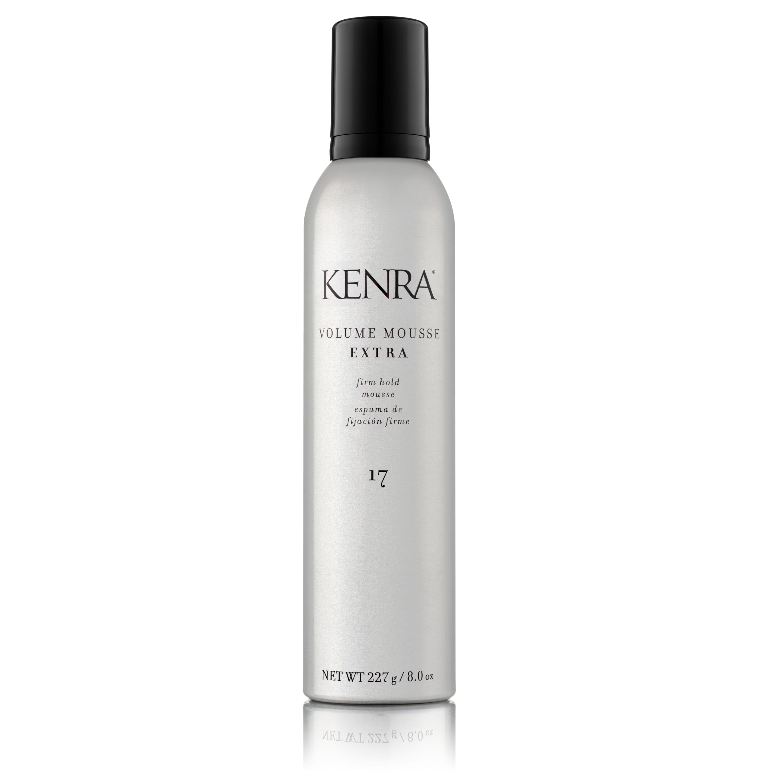 Kenra Volume Mousse Extra 17 bottle ready for styling with firm hold benefits