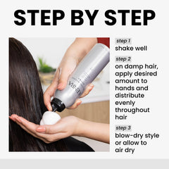 Frizz-taming action of Kenra Volume Mousse Extra 17 on defined strands