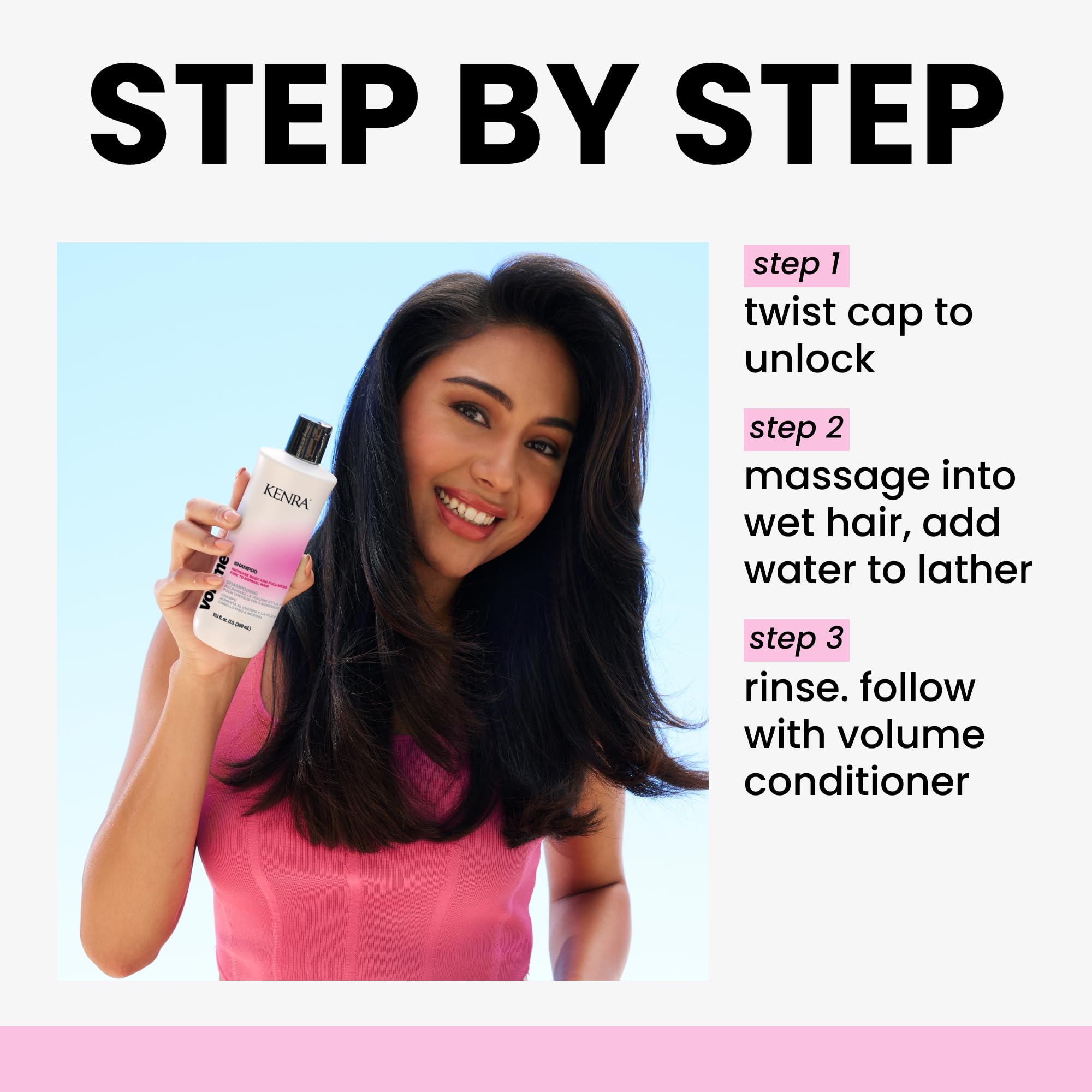 Kenra Volume Shampoo foamy lather demonstrates cleansing and fullness