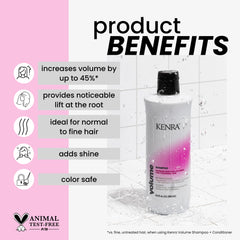 Kenra Volume Shampoo root lift action highlighting lift at roots