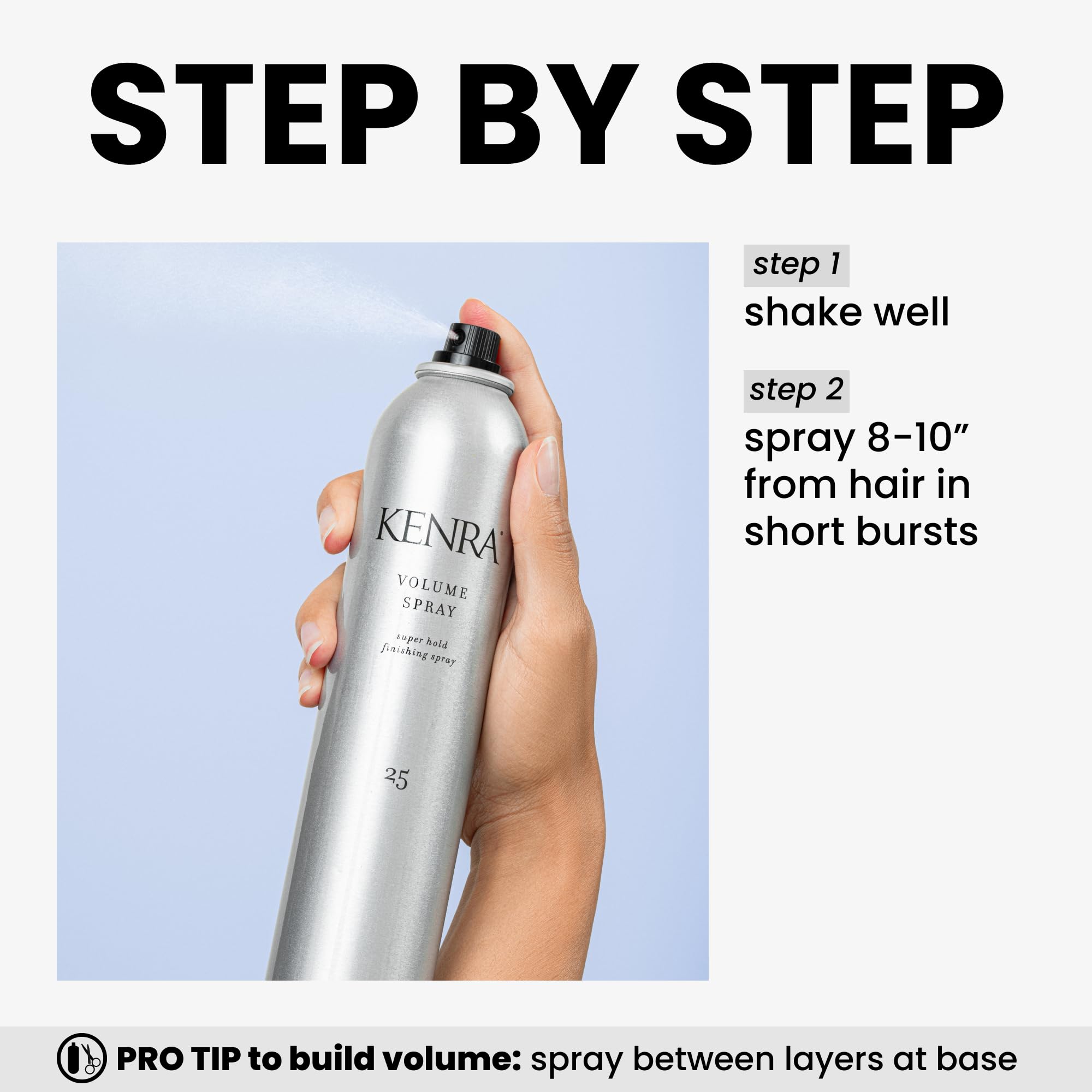 Kenra Volume Spray 25 wind-resistance demonstrates protection up to 25 mph.