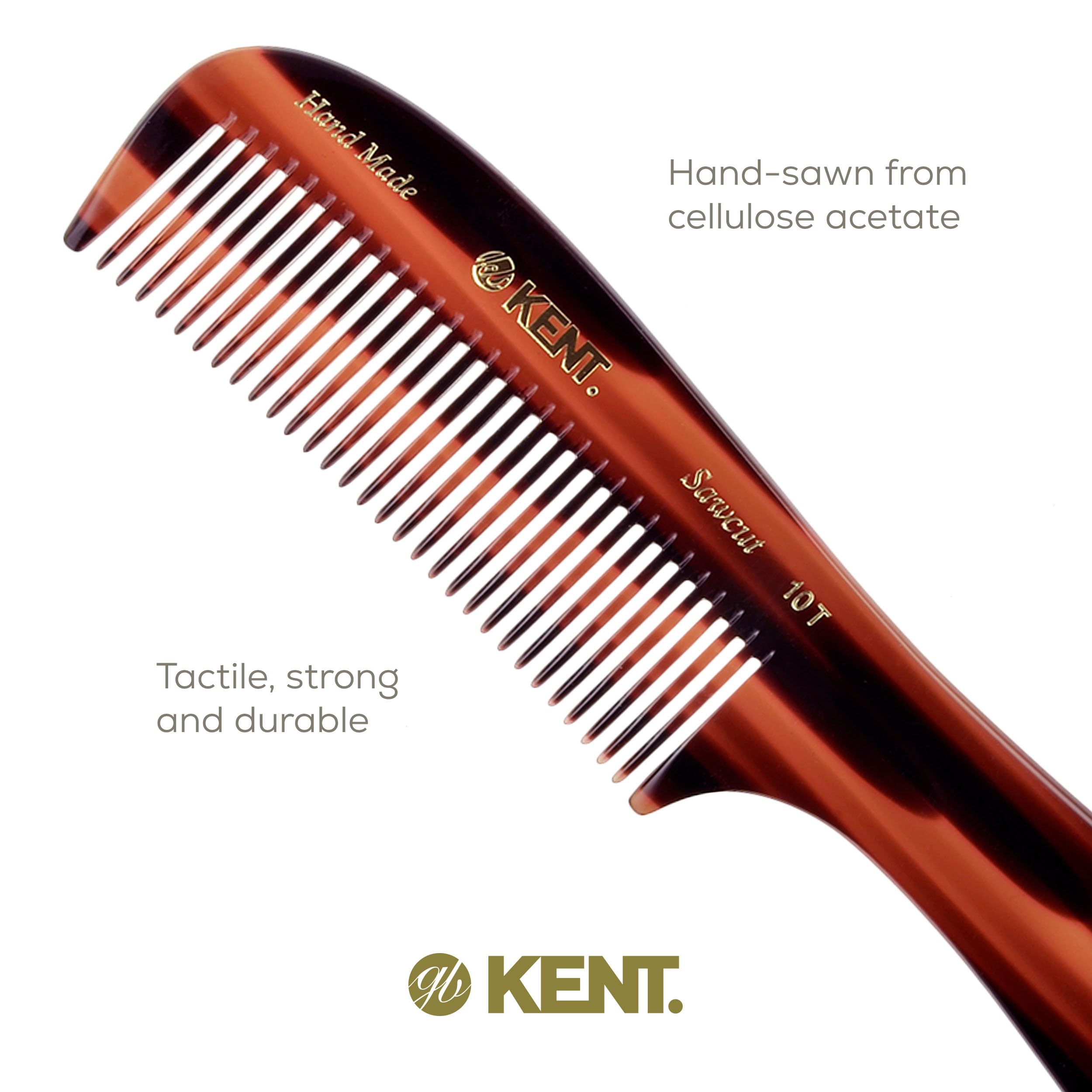 Made from cellulose acetate, Kent comb is durable and low-static