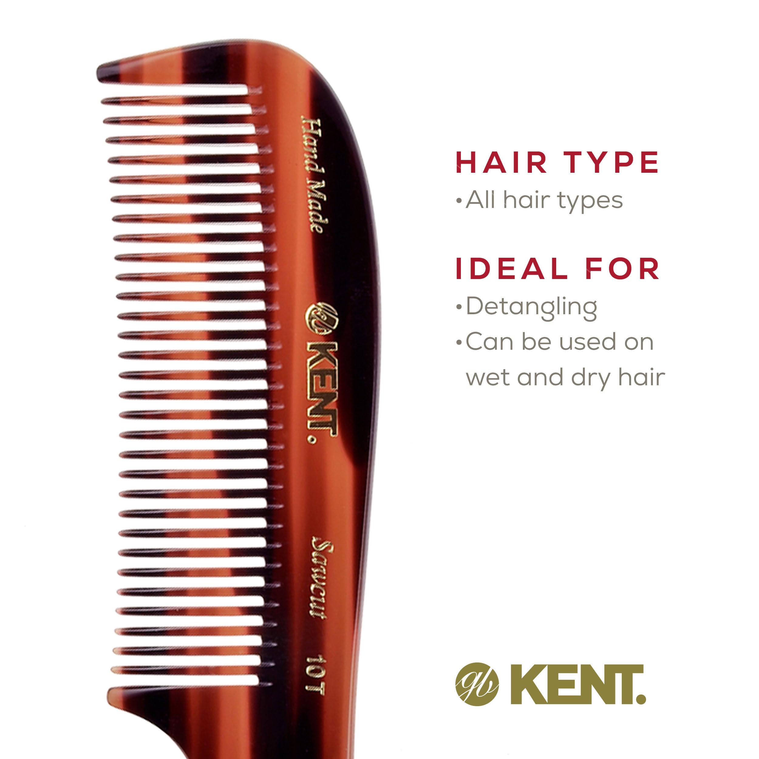 Kent wide teeth distribute scalp oils during brushing