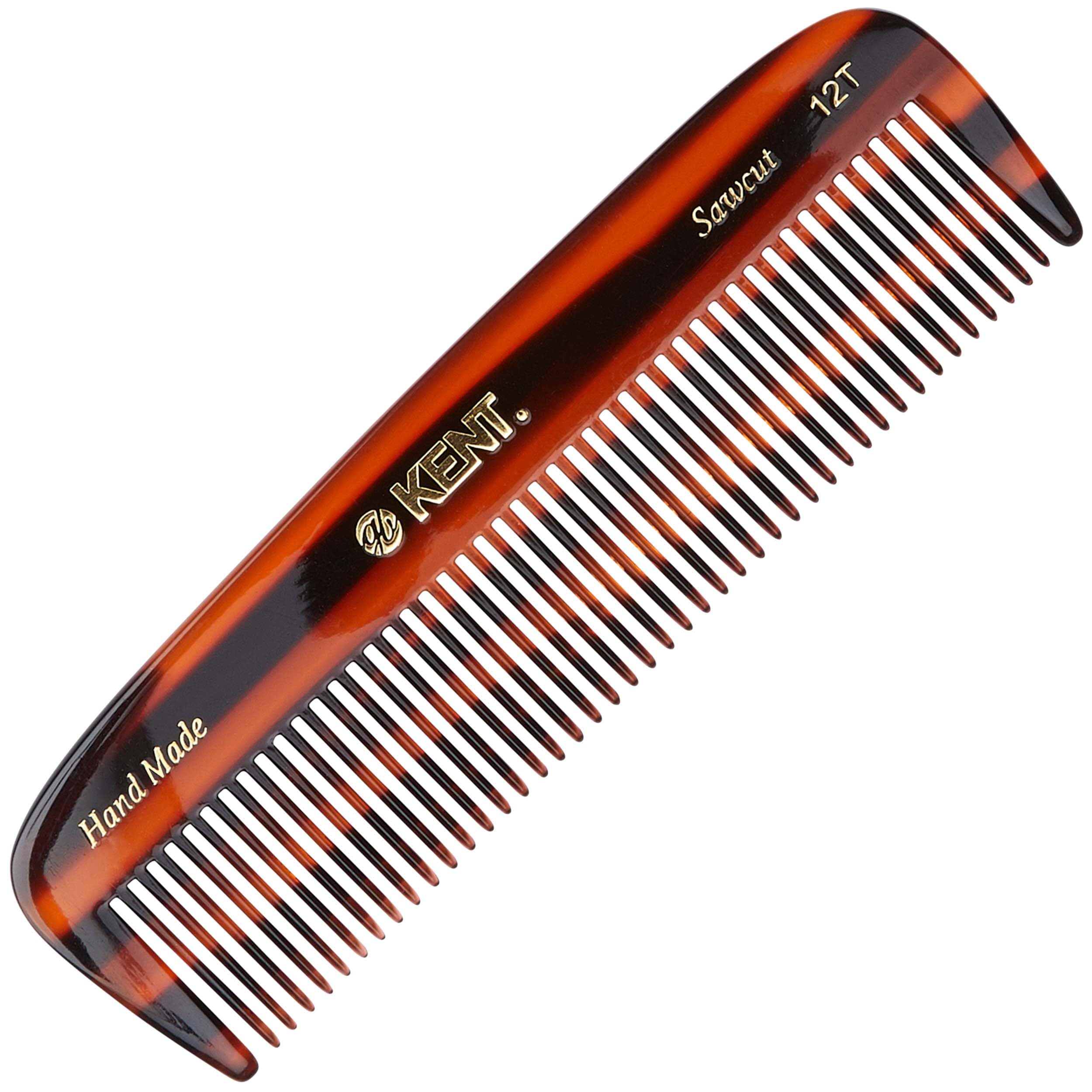 Kent 12T wide-tooth detangling comb close-up of teeth for gentle detangling on thick hair