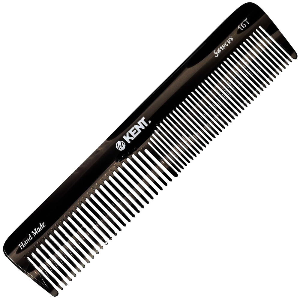 Kent 16T black graphite fine-tooth comb for precise styling and gentle detangling