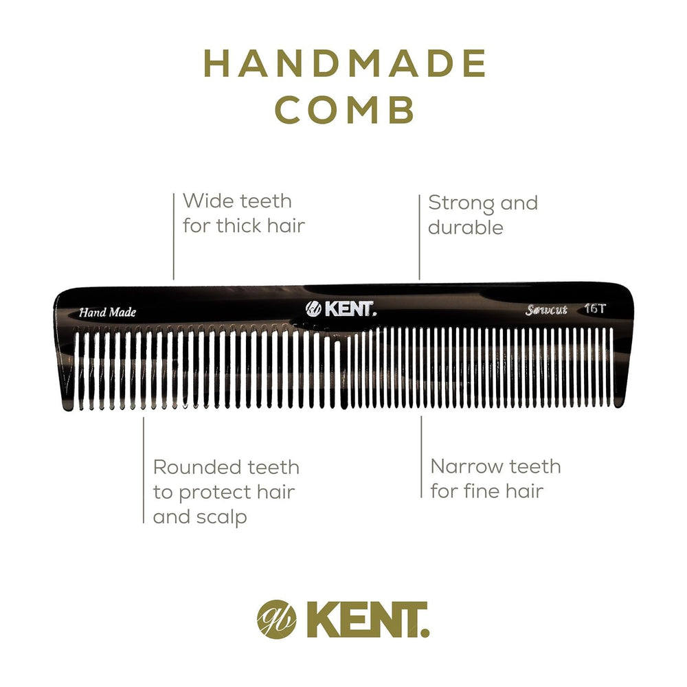Kent 16T saw-cut hand-polished teeth glide smoothly through hair