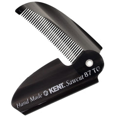 Kent 87T black graphite folding pocket comb for convenient on-the-go grooming