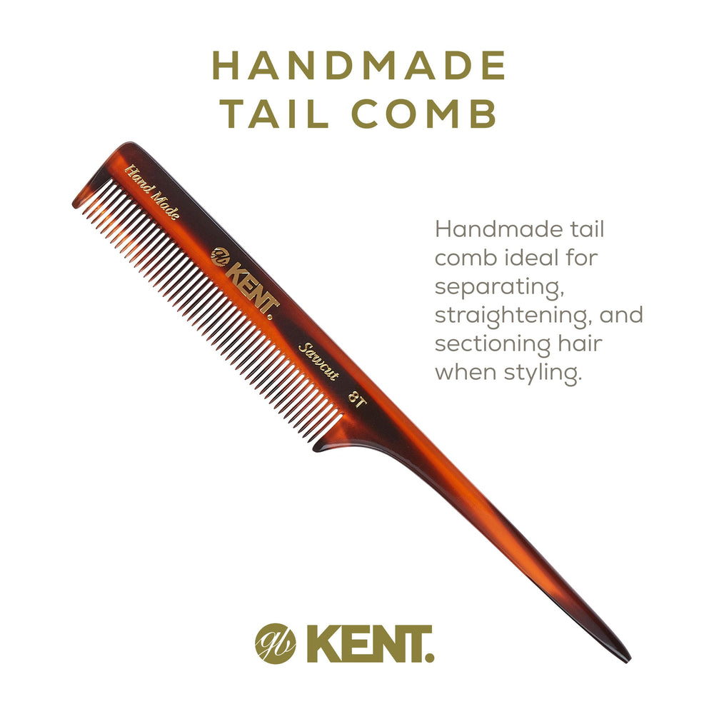 Kent 8T rat-tail comb for backcombing with smooth glide.