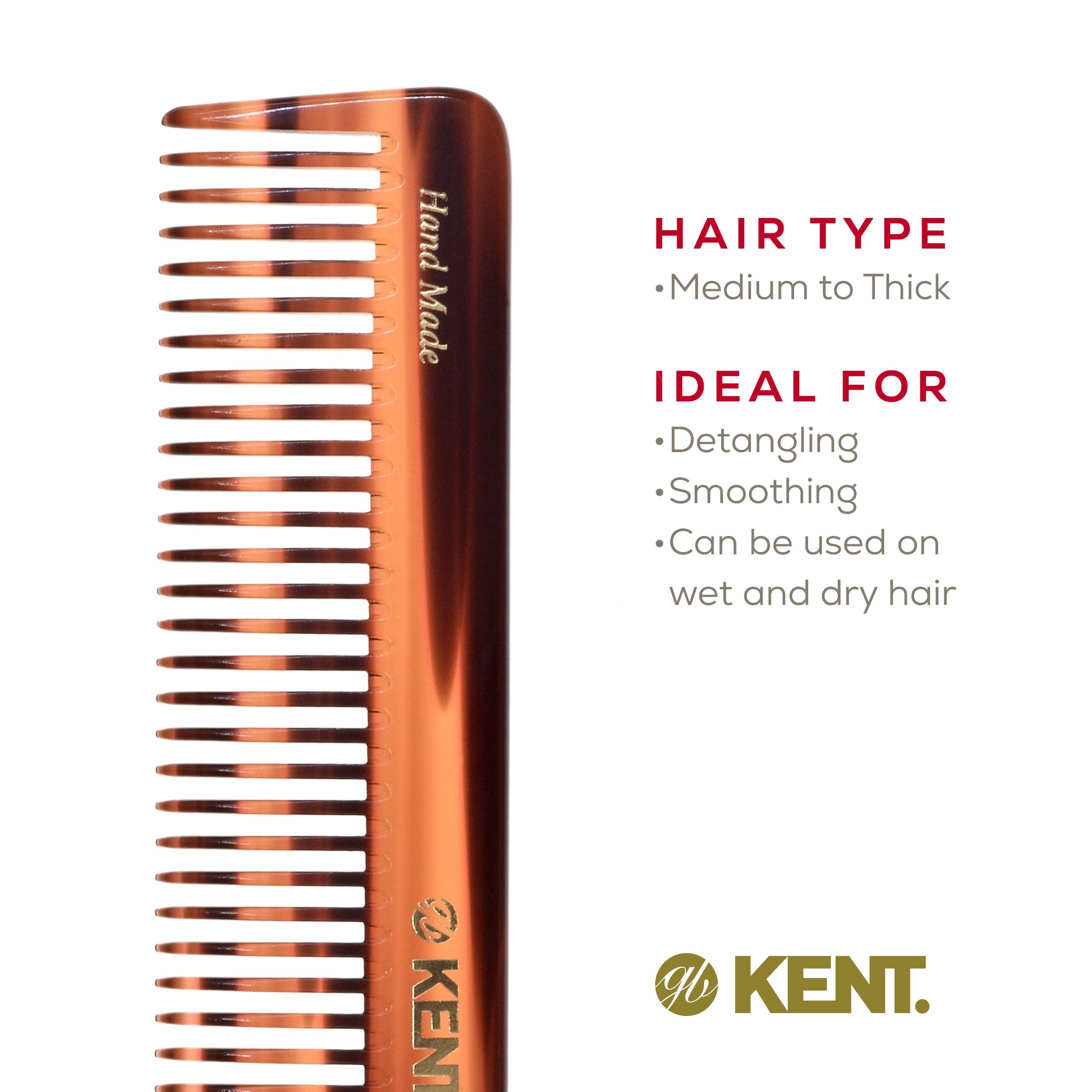 Kent 92T detangler in shower with conditioner for smoother slip.
