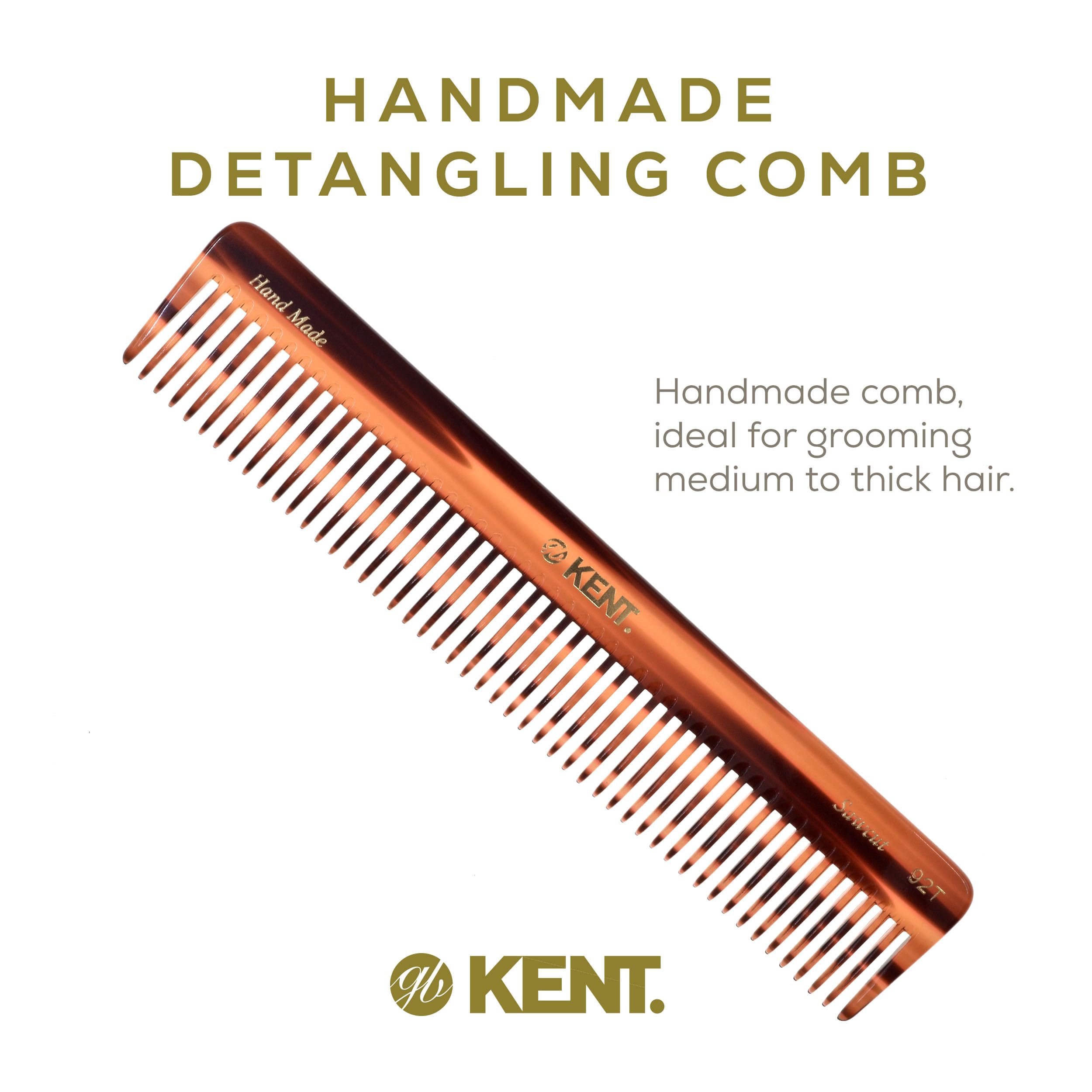 Smooth rounded teeth of the Kent 92T detangler glide through hair.