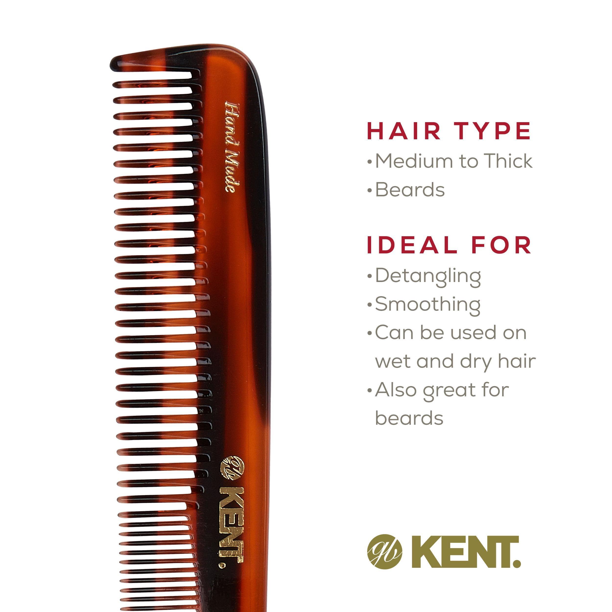 Kent 9T tortoiseshell rounded-teeth ensure smooth glide with minimal snagging