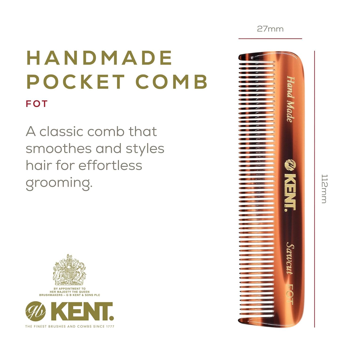 Kent A FOT hand-polished teeth for snag-free styling.