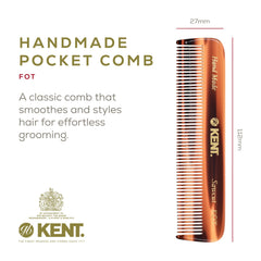 Kent A FOT pocket comb held in hand highlights compact travel-friendly design.