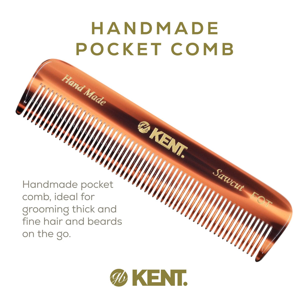 Kent A FOT tortoiseshell pocket comb ready for travel in a small case.