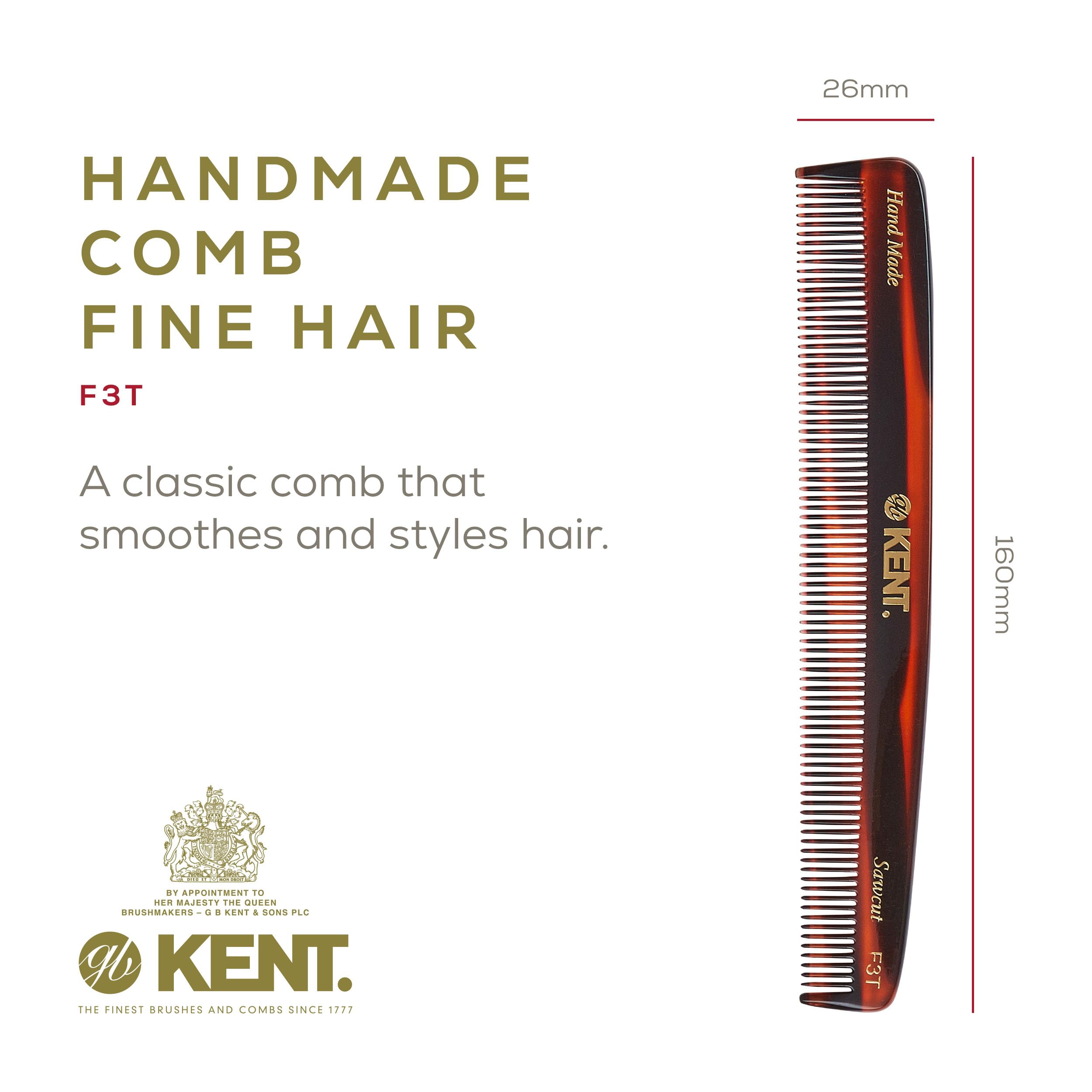 Kent F3T tortoiseshell fine tooth comb demonstrates effortless glide for grooming