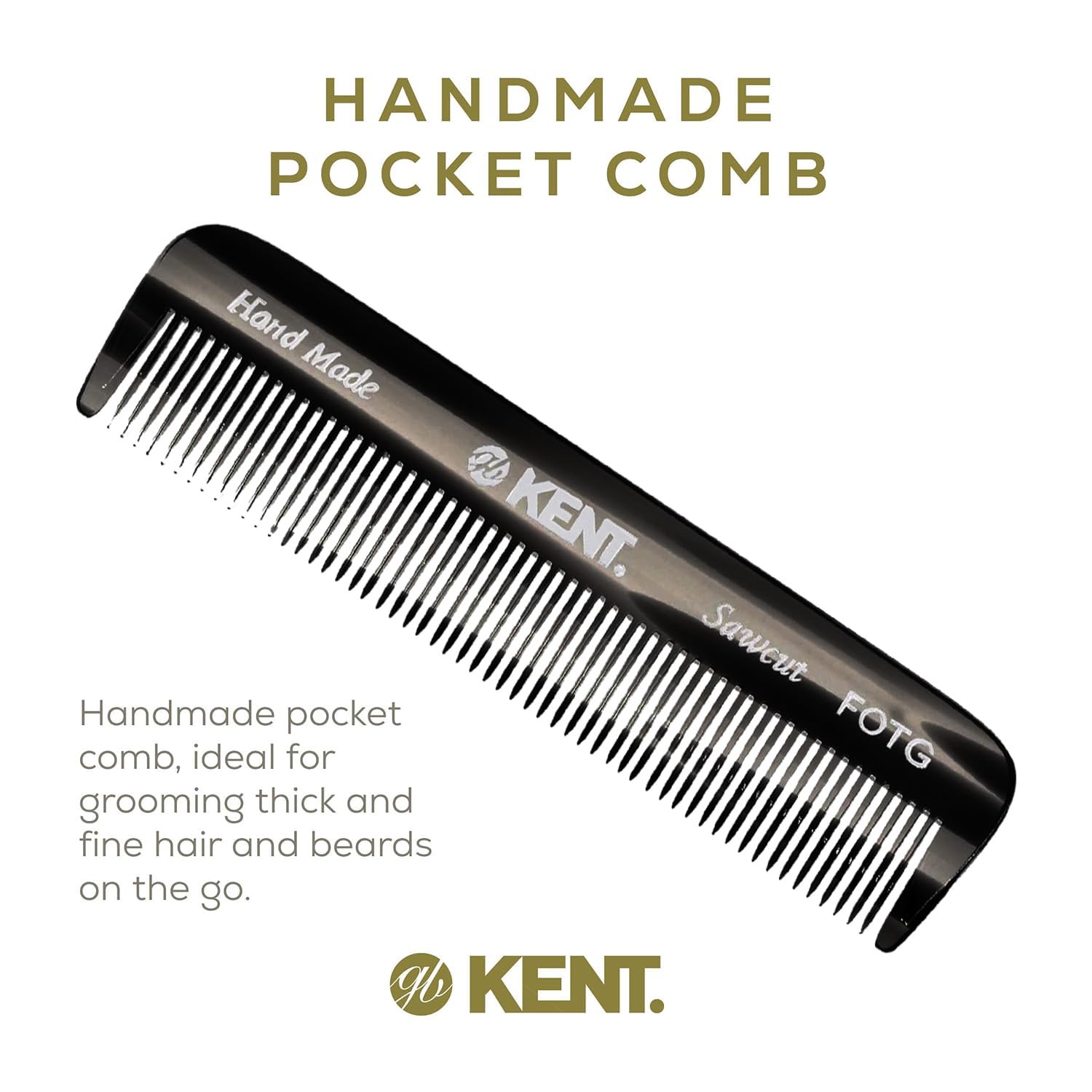 Kent FOT hand-polished teeth for gentle use on scalp and hair