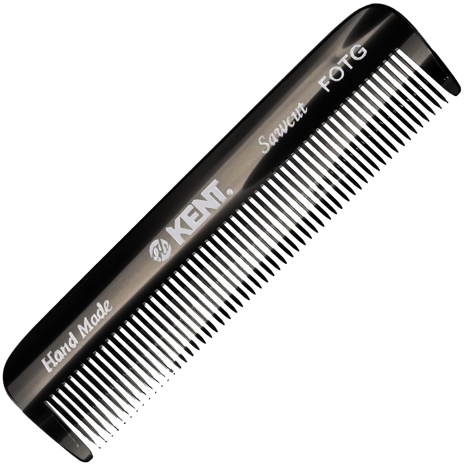 Kent FOT black graphite pocket comb front view for on-the-go grooming
