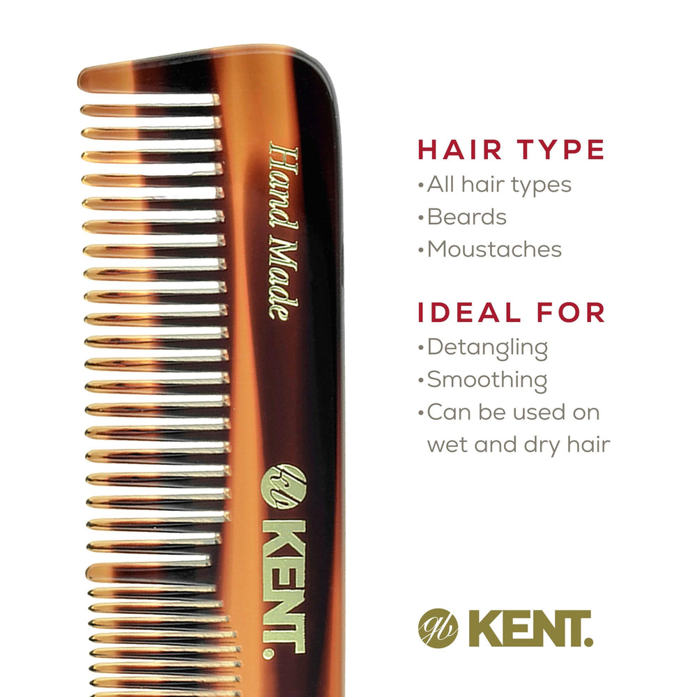 Kent OT Tortoise Pocket Comb helps detangle beard and mustache.