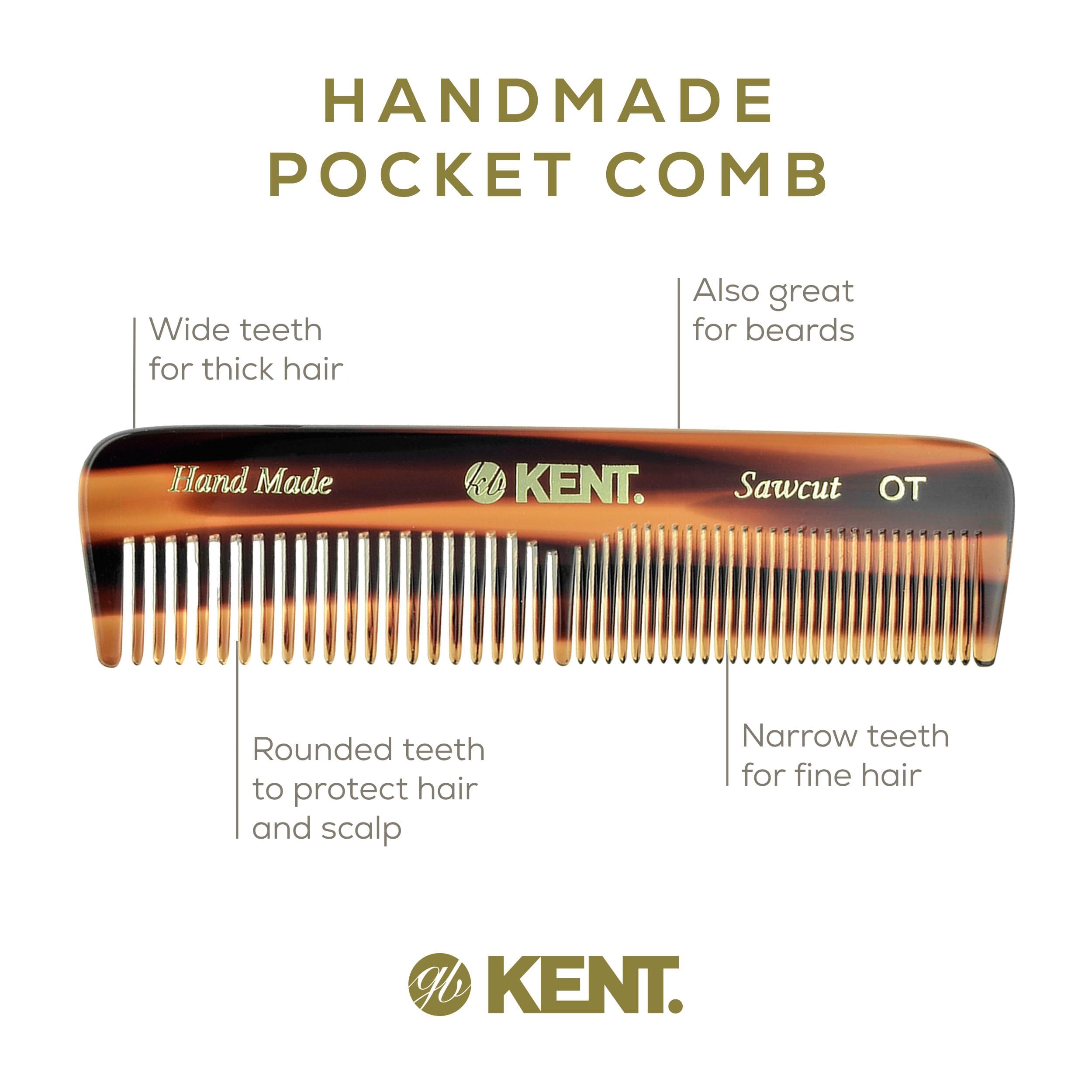 Kent OT Tortoise Pocket Comb glides through wet or dry hair.