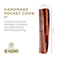 Kent R7T fine-tooth detail showcases smooth edges for gentle hair glide daily.